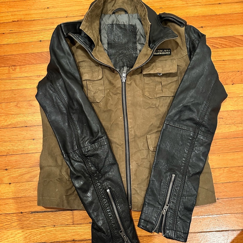 SuperDry leather jacket in S